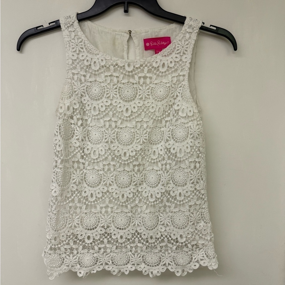 Lilly Pulitzer Elegant White Lace Sleeveless Top Size XS